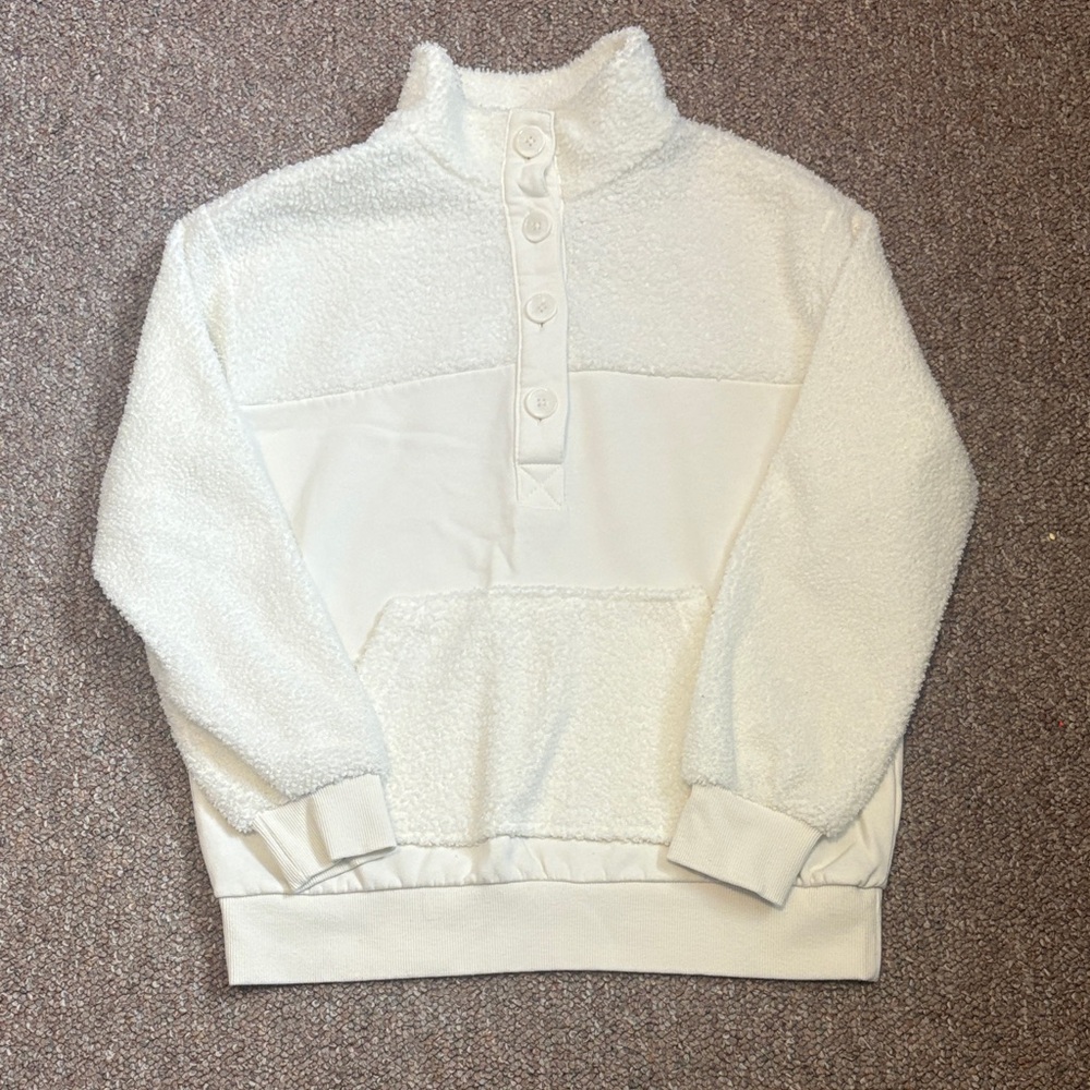 Time and Tru White Sherpa Pullover
